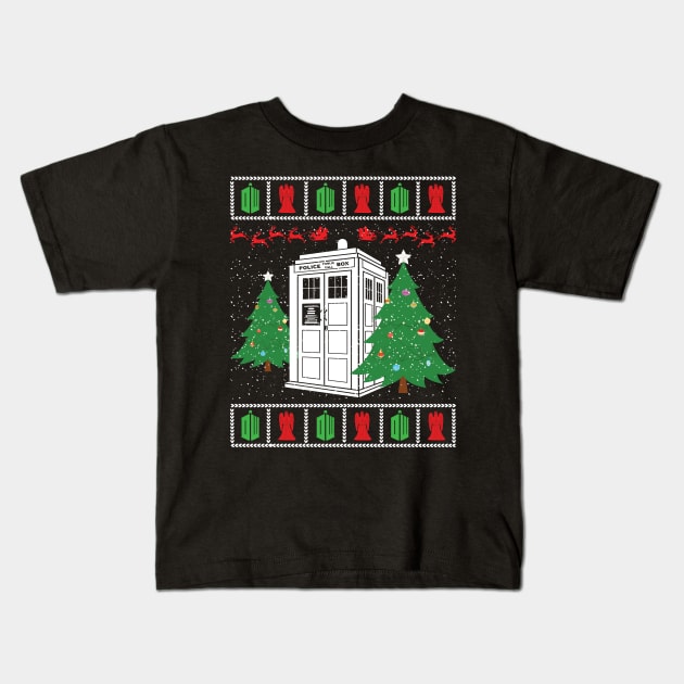 Doctor Who Ugly Christmas Sweater Kids T-Shirt by DennisMcCarson